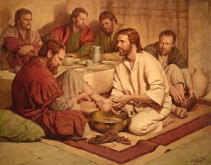Christ washing the feet of His disciples.