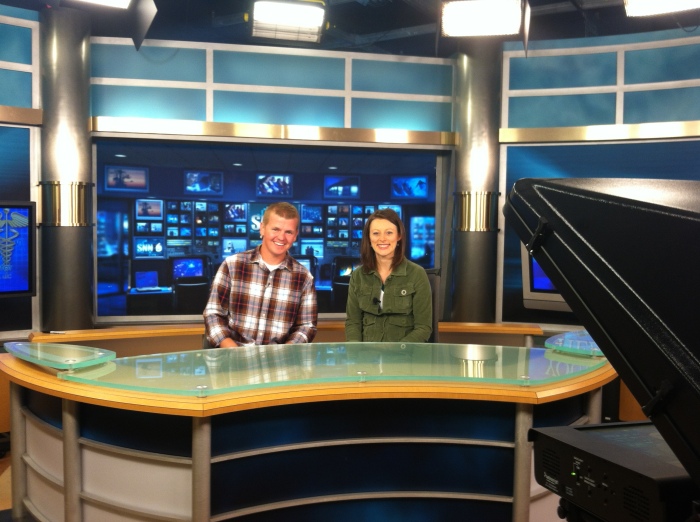 Me and the Mrs., preparing for our first nationally televised interview. No biggie, right? :/